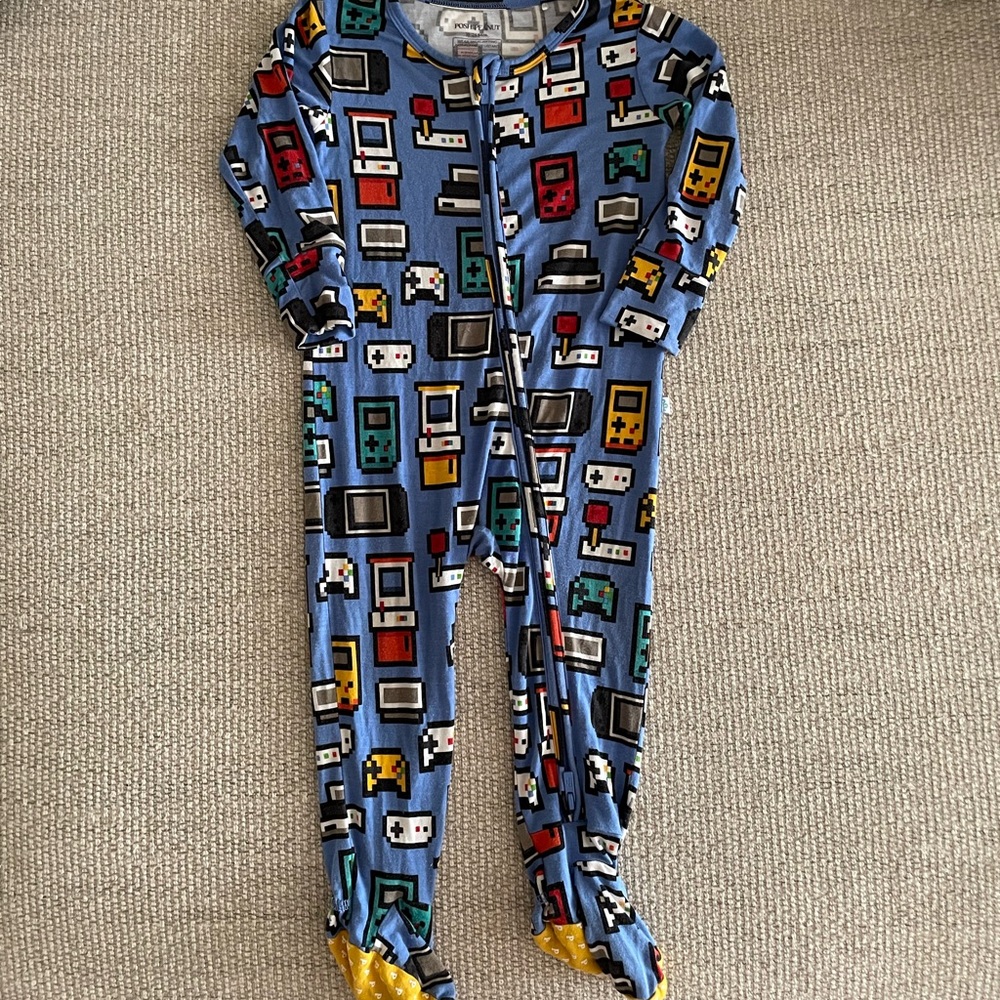 Posh Peanut Game Over Footed Bamboo Onesie